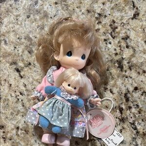 Precious Moments Doll Mother and Daughter Blue and Pink Outfit